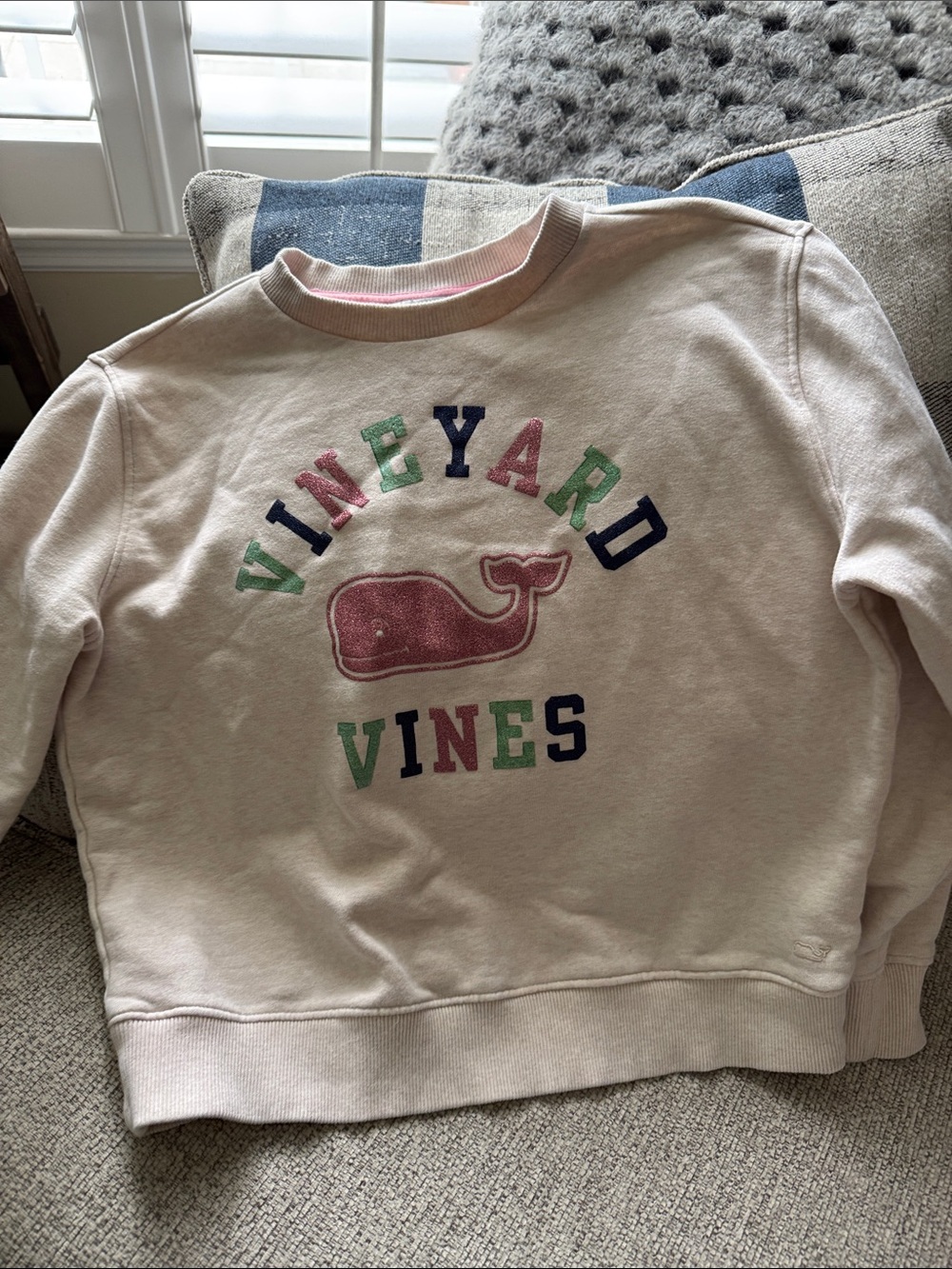 Vineyard Vines Pastel Pink Pullover with Multicolor Logo